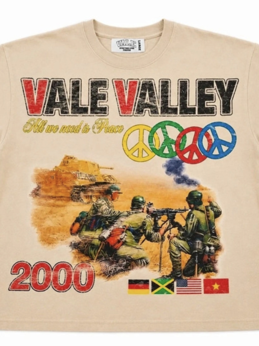 Vale Forever Vale Valley 2000 Peace Graphic Tee Beige.